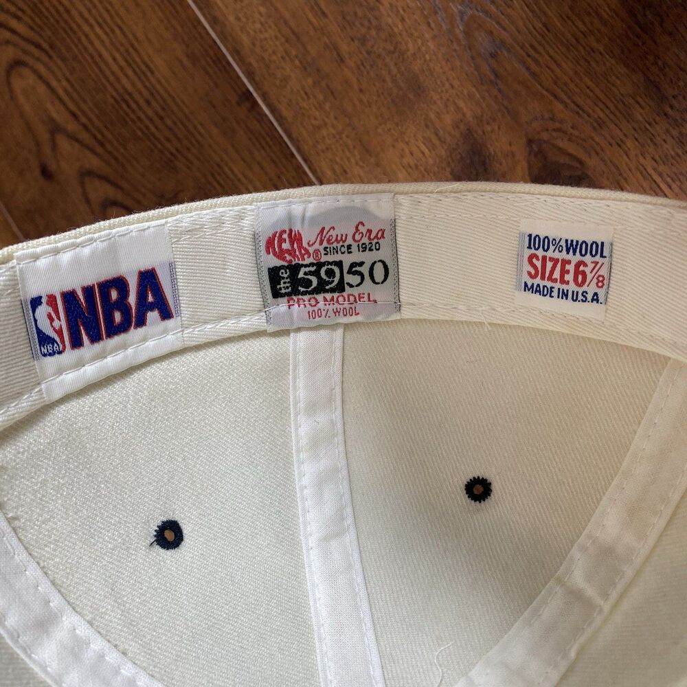 Vintage Orlando Magic New Era 5950 Fitted Hat 6 7/8 NBA Wool Cream Navy USA - Picture 8 of 8
